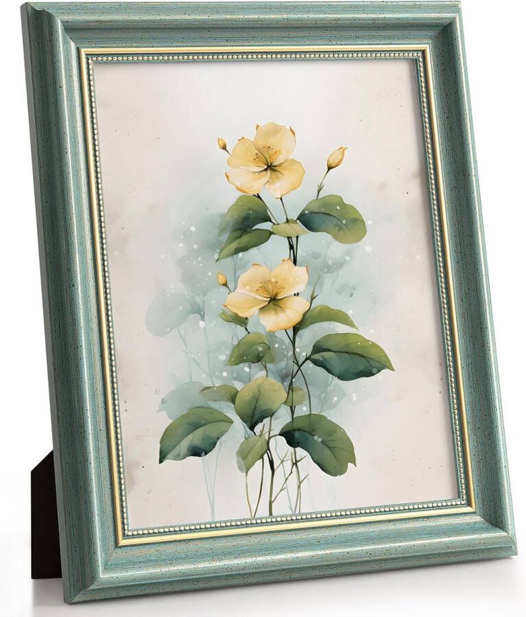 Vintage fotolijst met passe-partout 13 x 18 cm blauwgouden fotolijst 20 x 25 zonder passe-partout retro antieke shabby fotolijst tafel of muur familie ouders Moederdag cadeau voor oma mama