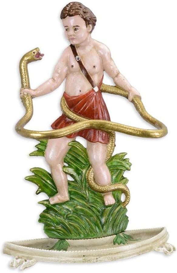 Vintage gietijzeren Hercules en Slang Paraplustandaard – Klassieke en robuuste parapluhouder voor binnen exclusief design