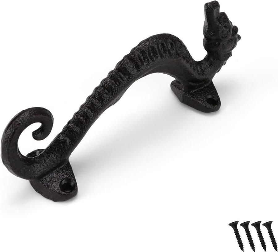 Vintage gietijzeren schuifdeurgreep zwart 1 stuk 17 x 4 x 6 5 cm