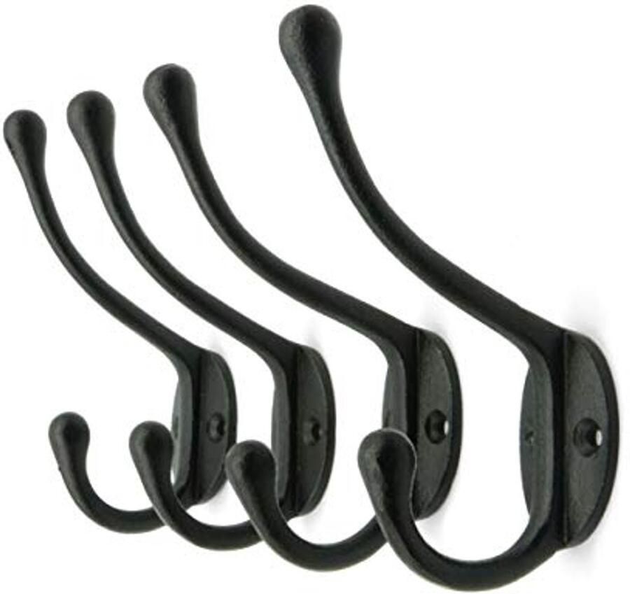 Vintage gietijzeren wandhaken set van 4 Rustieke kapstokhaken voor jassen tassen hoeden en handdoeken