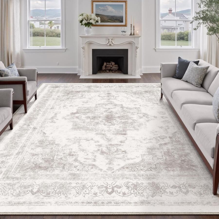 Vintage grijs wasbaar tapijt woonkamer 240x300cm Retro tapijten voor woonkamer Zacht antislip groot tapijt Kortpolig slaapkamertapijt woonkamer slaapkamer eetkamer tapijten kantoor