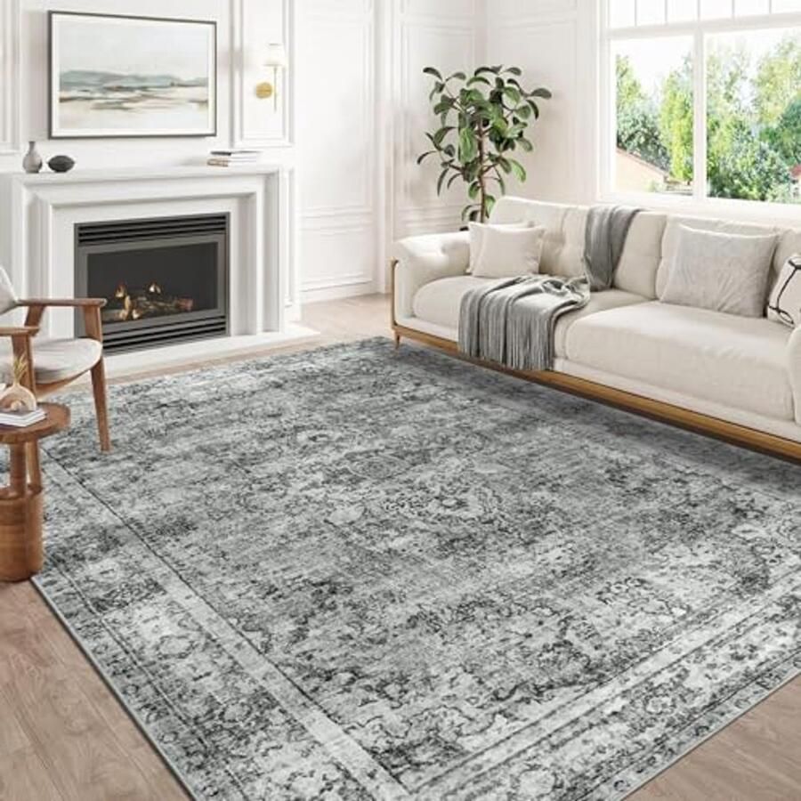 Vintage Grijs Woonkamer Tapijt 160 x 230 cm Zacht Duurzaam en Antislip