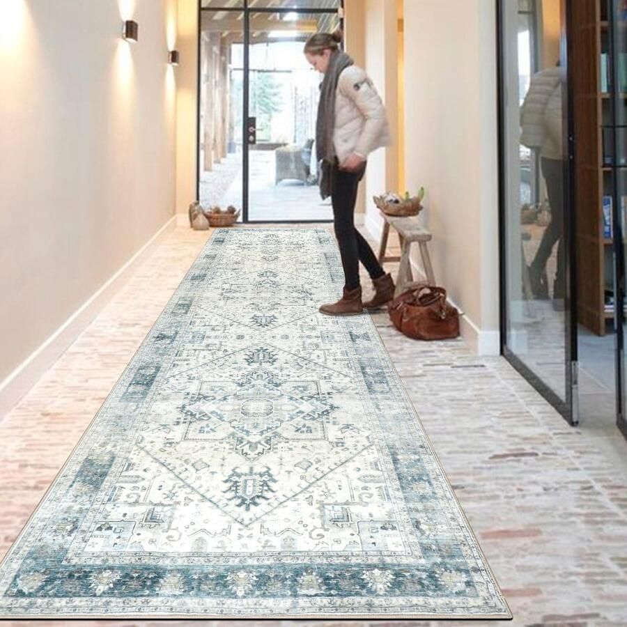Luvetrex Vintage Hal Runner Tapijt 80 x 300 cm Wasbaar en Antislip Boho Tapijt