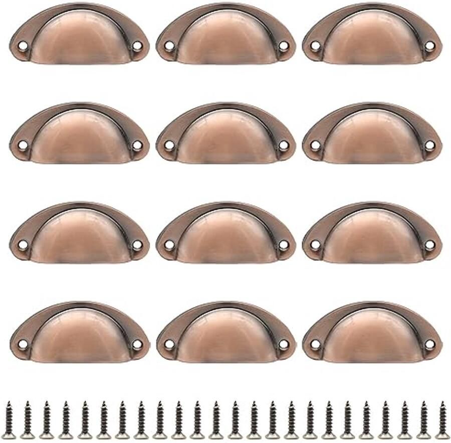 Vintage Halfronde Schelpenhandgrepen 81 mm Meubelknoppen voor Delen en Kasten 12 Stuks