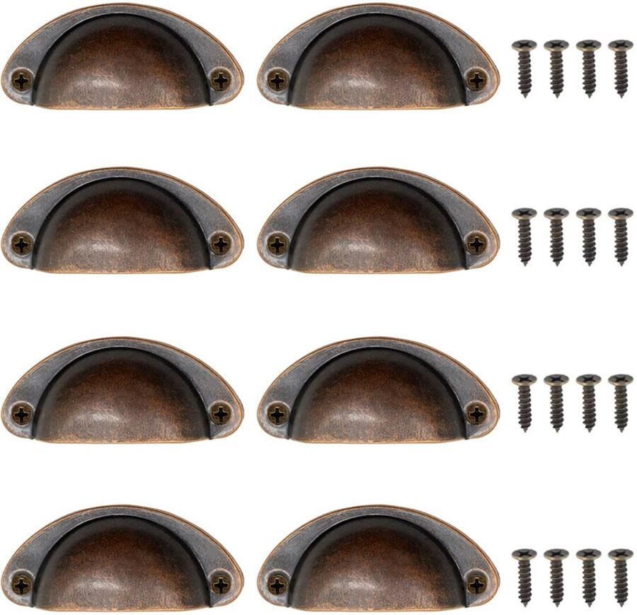 Ibenzoa Retro IJzeren Schelp Grepen Set van 8 Stuks Vintage Design voor Meubels en Kasten
