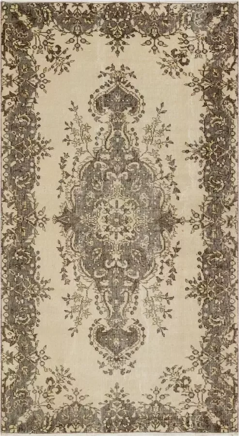 Vintage handgeweven vloerkleed tapijt Faye 208 x 115