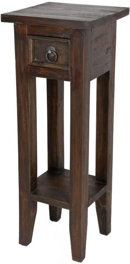 Vintage Houten Bijzettafel met Lade 67 x 25 cm Bruin