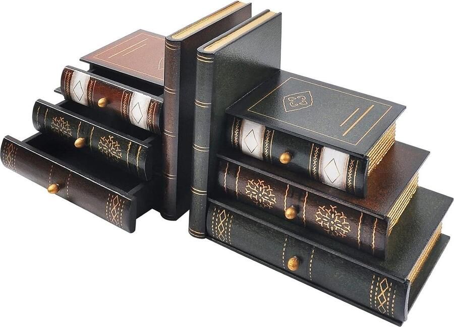 Vintage houten boekensteunen decoratieve boekenorganizer voor kantoor bibliotheek of studeerkamer