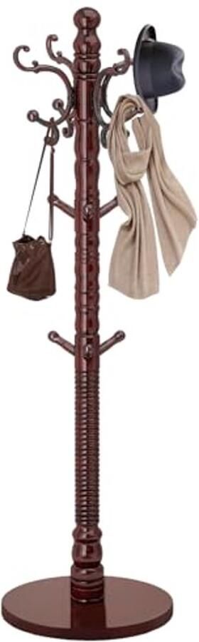 Vintage Houten Kapstok Vrijstaand met 14 Haken Natuurlijke Berkenhout en Stevig Ontwerp