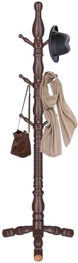 Vintage Houten Kapstok Vrijstaand met 14 Haken Natuurlijke Berkenhout Ingang Hanger