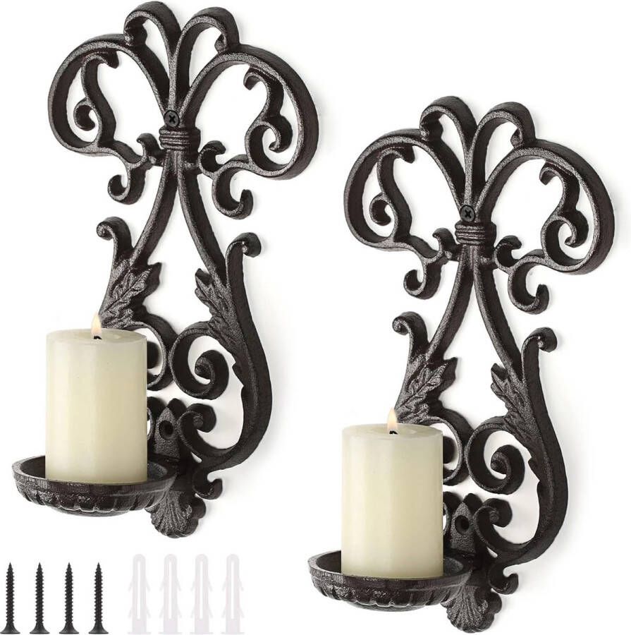Vintage Kaarshouders Kaarshouder Wandkaarshouders Wandlampen Wanddecoratie 2 Stuks Gietijzer