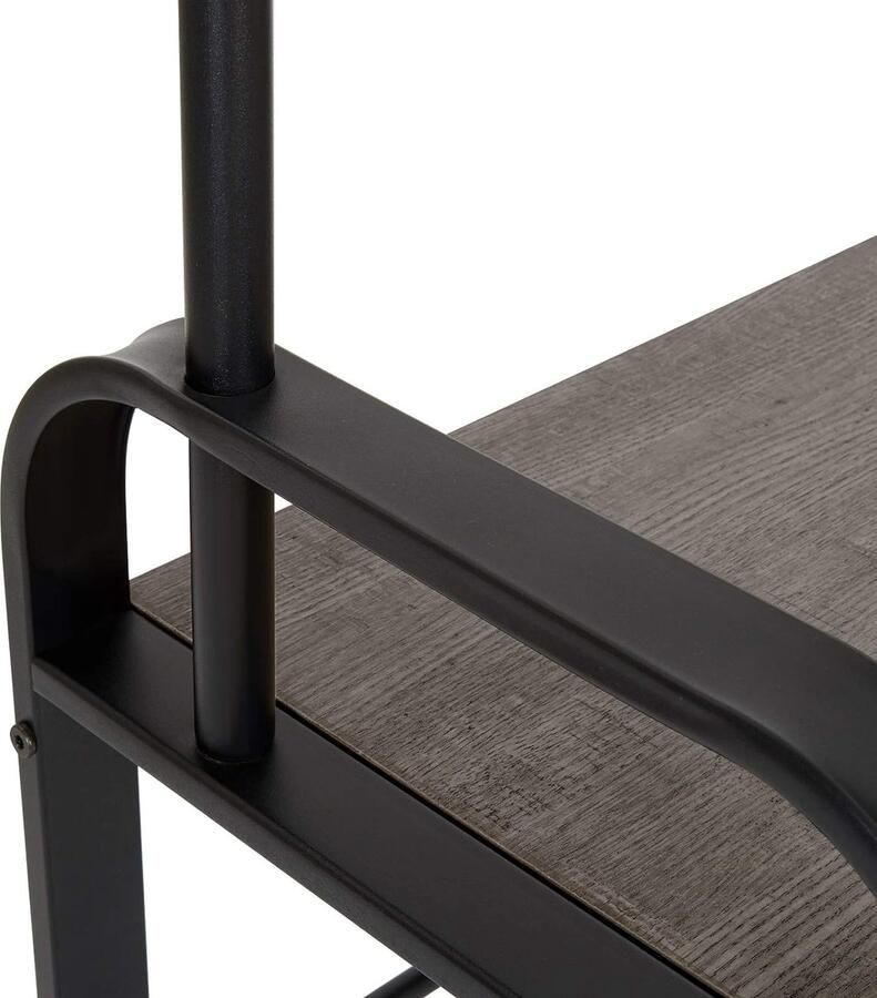 Vintage kapstok industriële kapstok 2 roosterplanken 72 x 34 x 183 cm schoenenkast met grijze houtnerf