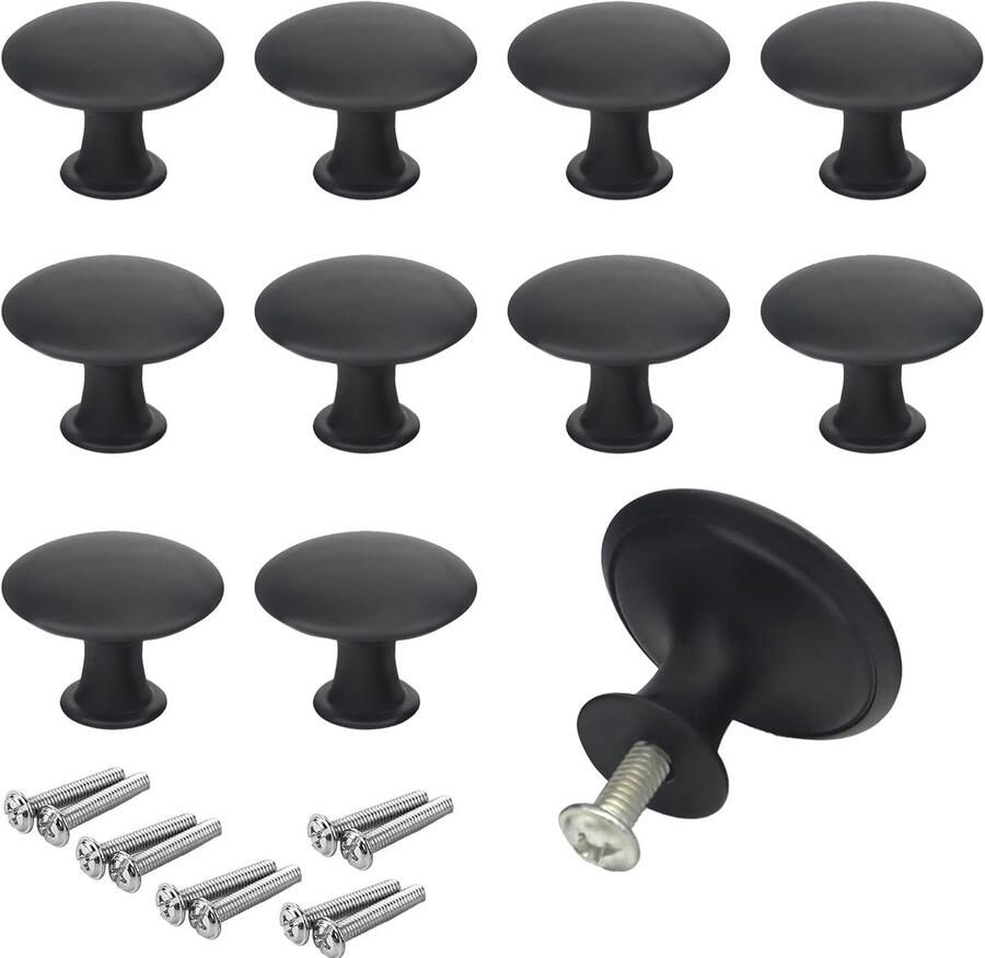 Vintage kastdeurknoppen 30 mm 10 stuks zwart