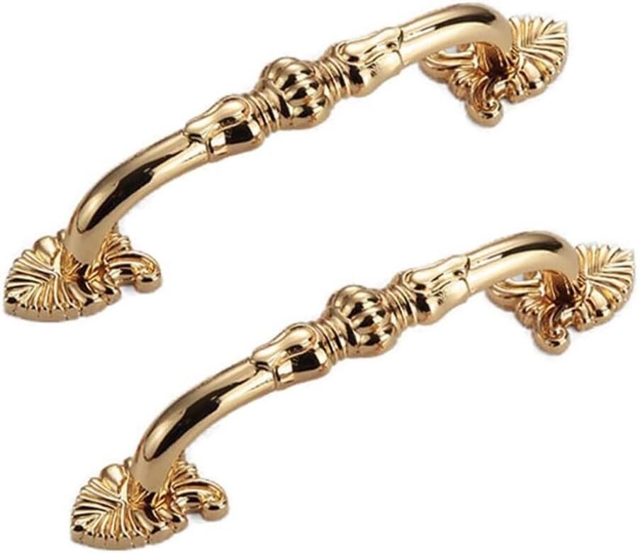Vintage Messing Kastgrepen Bloemenpatroon Antieke Meubelgreep Metaal Goud Retro Ladegreep Keukenkast Lade Kast 96 mm 24 Karaat