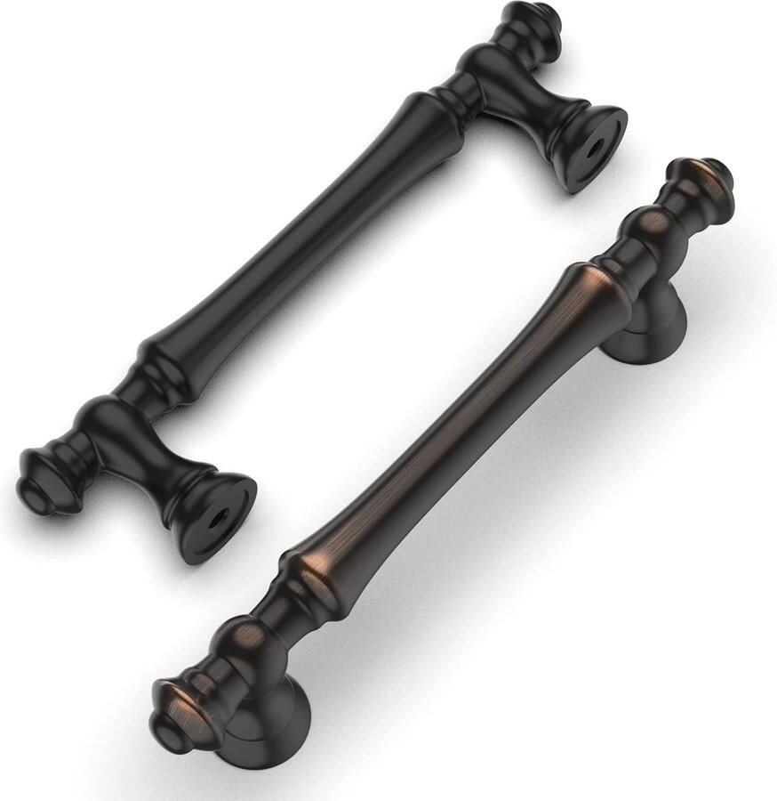 Vintage kastgrepen voor meubels oliegewreven brons 96 mm gatafstand 6 stuks