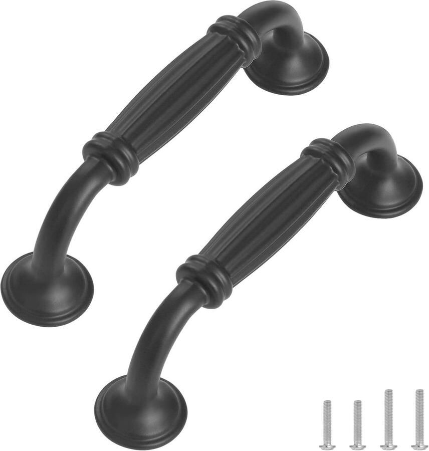 Vintage kasthandgrepen 12 stuks zwart