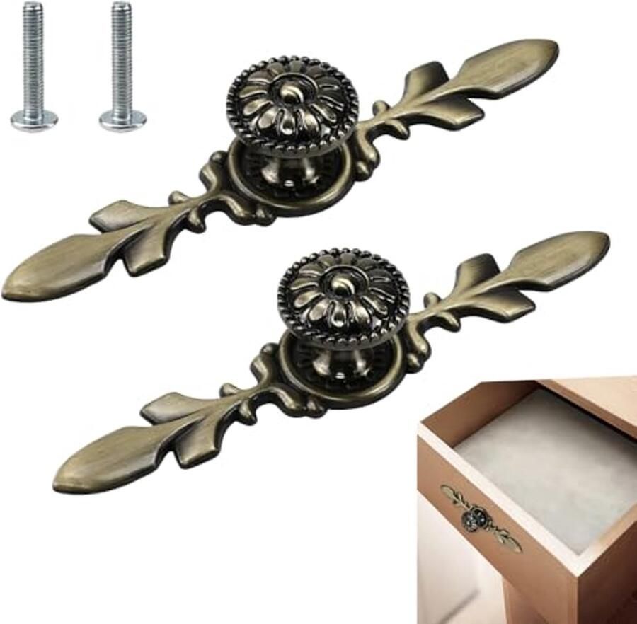 Vintage kastknoppen 25 mm in antiek brons Decoratieve meubelknoppen voor ladekasten