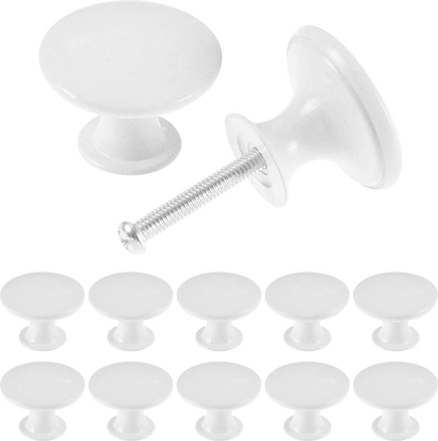 Pak van 12 vintage kastknoppen chique ladeknoppen antieke keukenkastgrepen ronde meubeldeurknoppen van 30 mm wit