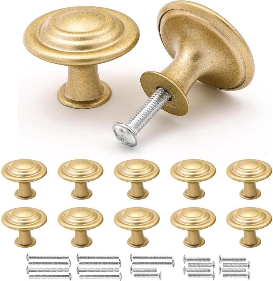 Vintage kastknoppen goud mat 10 stuks moderne uitstraling