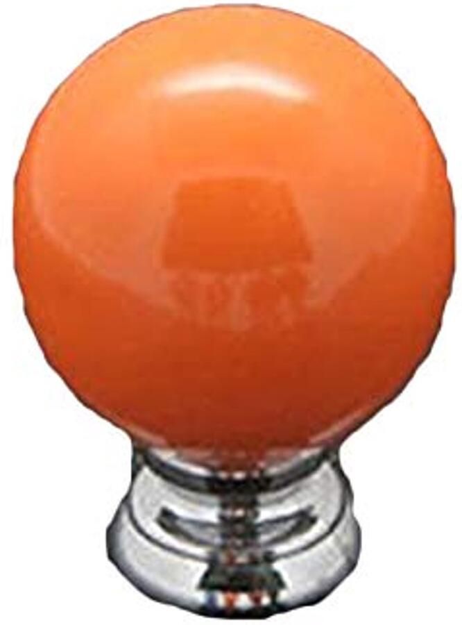 Vintage keramische deurknop voor kast en lade oranje balvorm