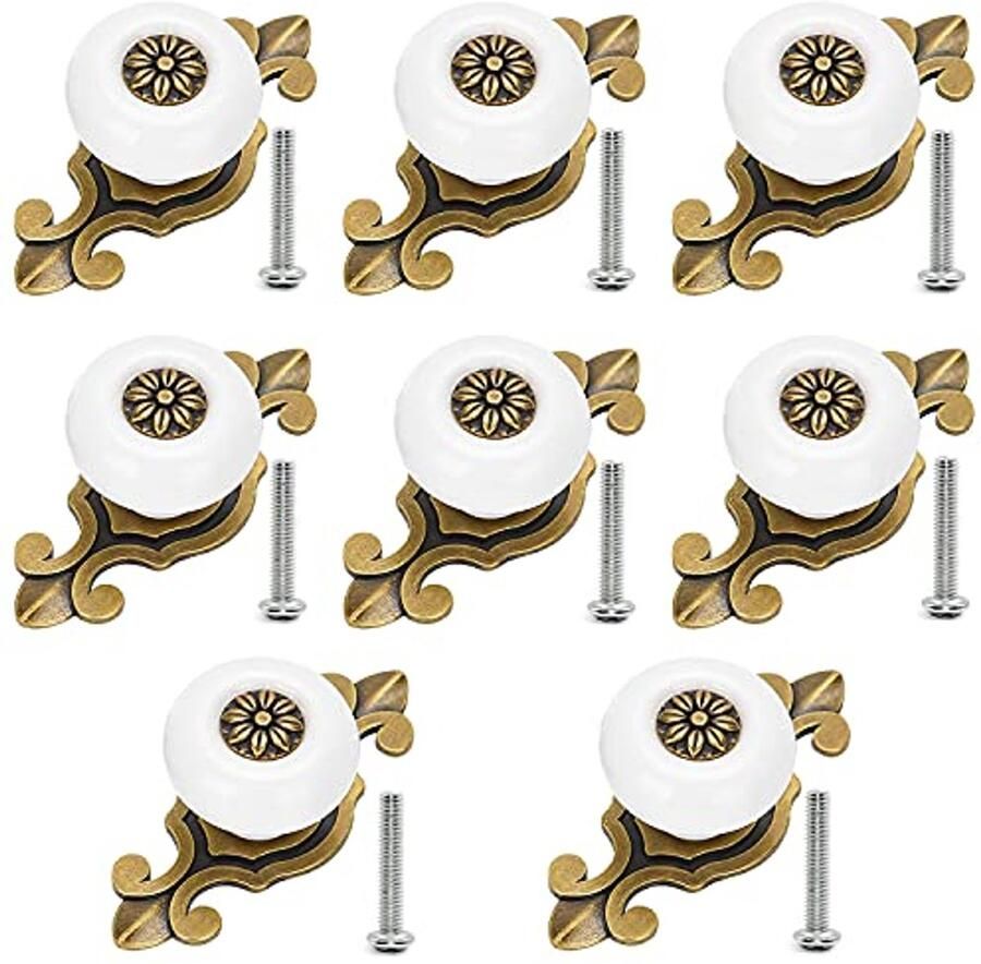 Vintage Keramische Deurknoppen Retro Meubelgrepen voor Kast en Lade Set van 8