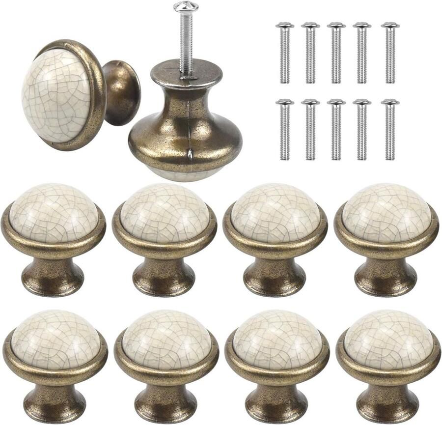 Vintage Keramische Lade Knoppen Shabby Chic 10 Stuks 33MM
