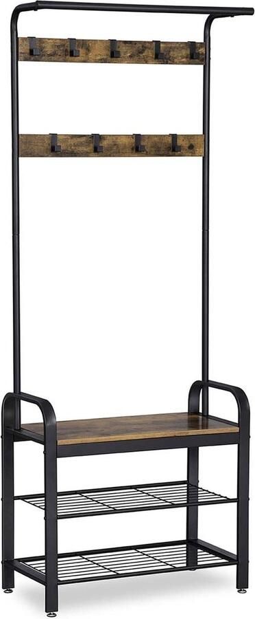 Rootz Living Rootz Vintage Kledingkast met Ijzeren Trekkers Kapstok Kledingrek Vintage Meubilair Functionaliteit Duurzaamheid Stijlvol Design 72cm x 183cm x 33 7cm