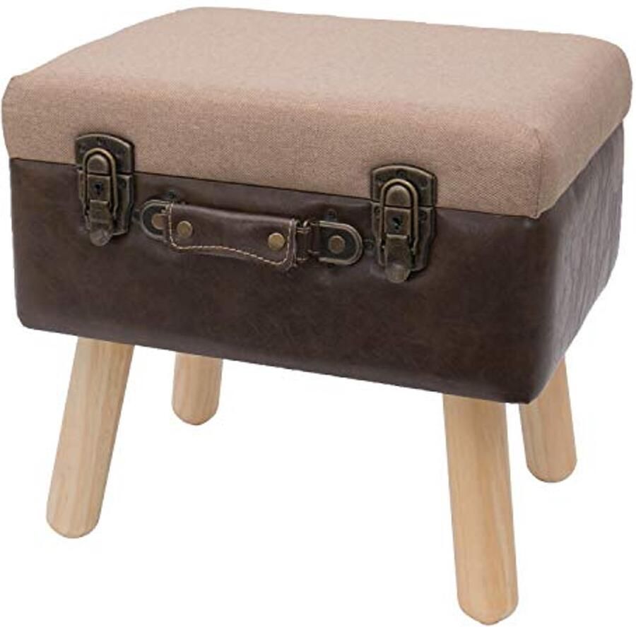 Vintage kruk met opbergruimte van hout 40 x 32 x 39 cm klassiek design