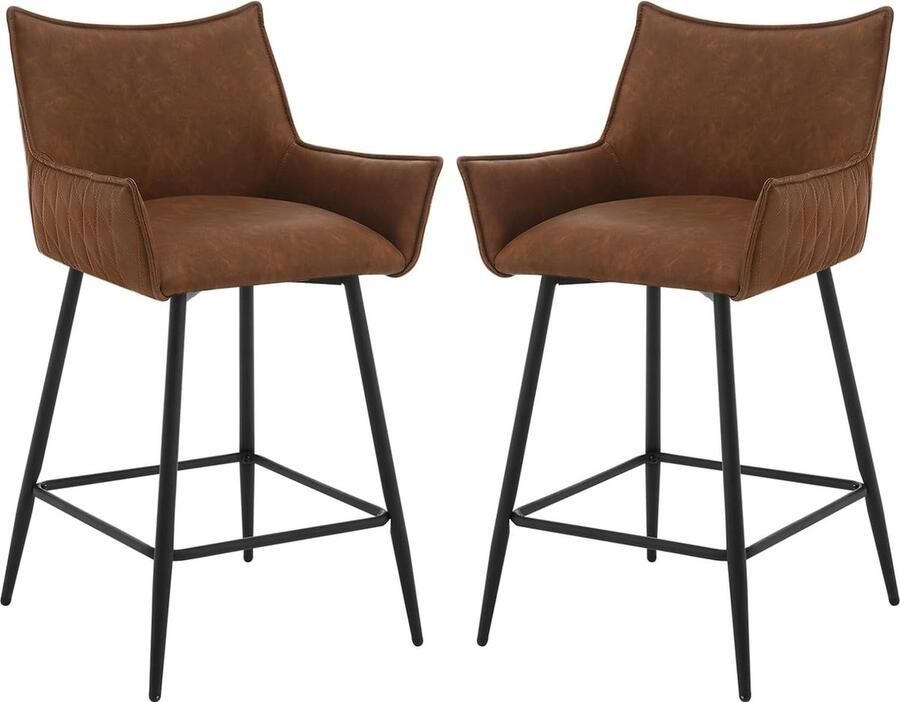 Rootz Living Rootz Vintage Kunstleren Barkruk Tegenkruk Retro Barkruk Ergonomisch Ontwerp Stevige Bouw Elegante Stijl 51cm x 90cm x 49cm