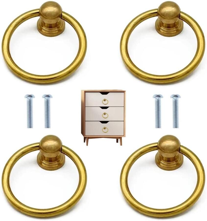 Vintage lade ringen set Retro keukenkast handgrepen Antiek design 4 stuks met schroeven