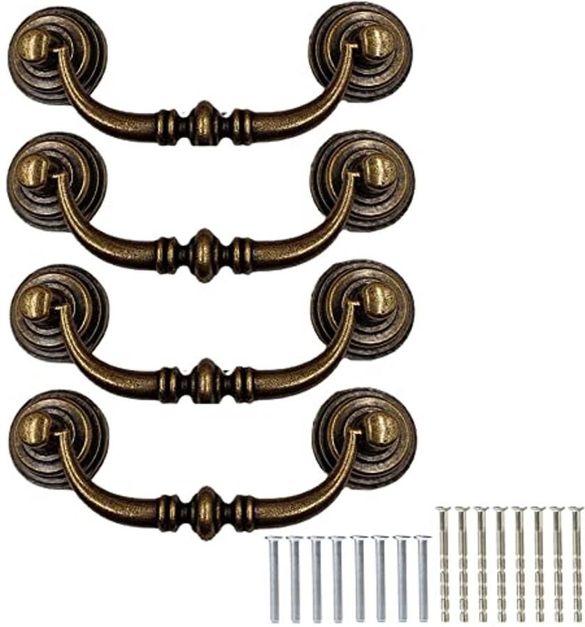 Vintage Lade Trekgrepen Antieke Swing Trekt Ring voor Keuken en Kasten 12.5CM Universele Deurknoppen