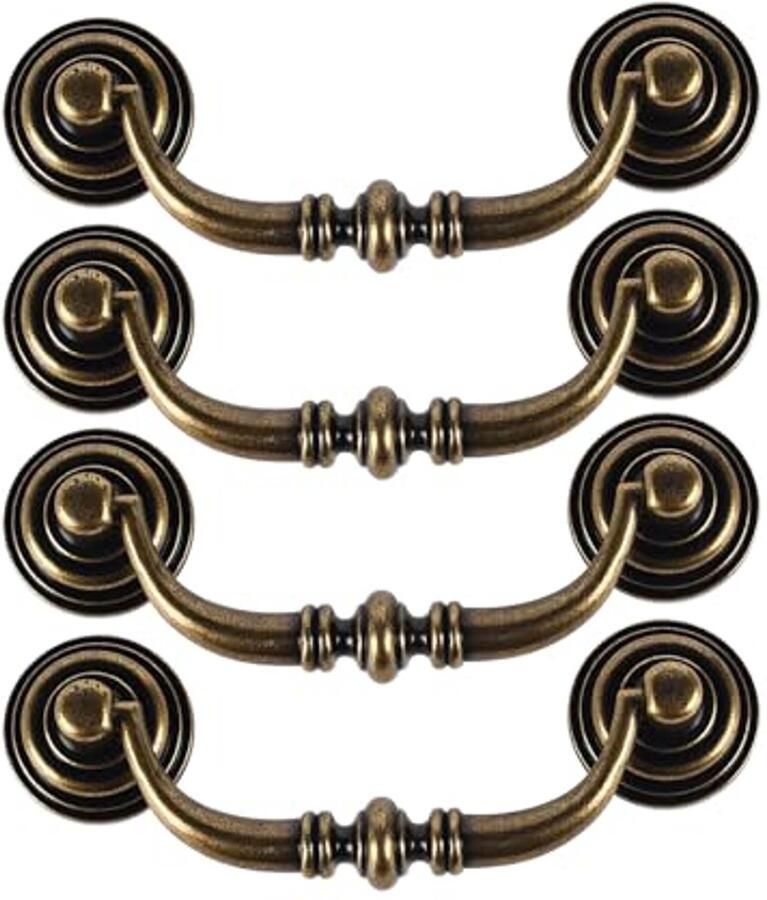 Vintage Lade Trekgrepen Set van 4 125 mm Antieke Keukenhandgrepen