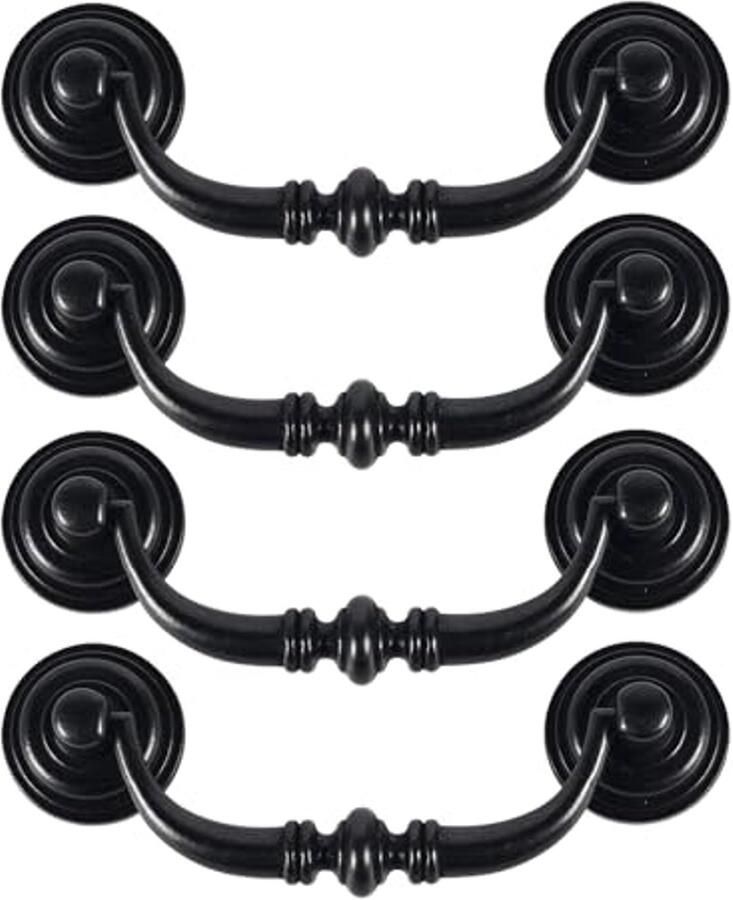 Vintage ladegreep 4 stuks 115 mm Antieke meubelbeugels voor kast commode en keuken