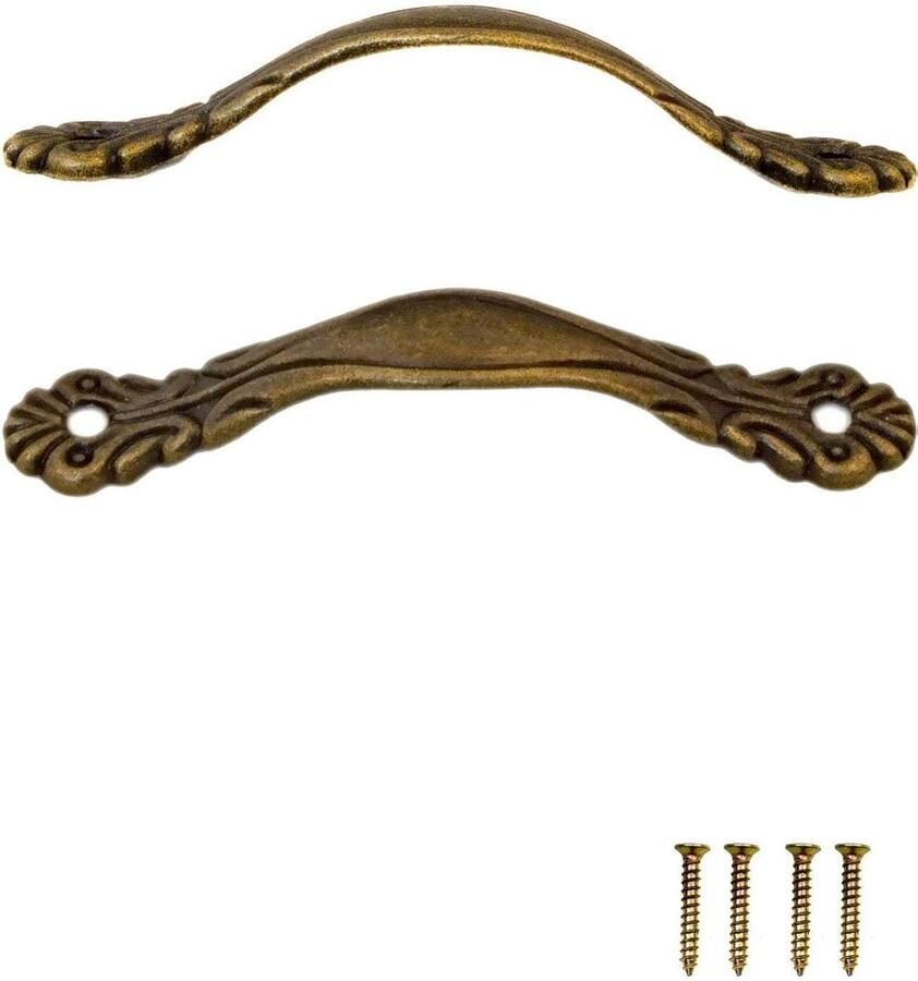 Vintage ladegrepen antiek design set van 2 robuust ijzer bronzen oppervlak