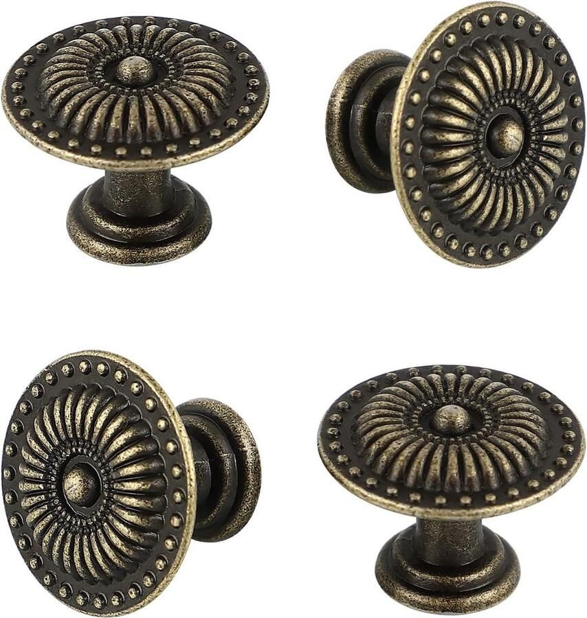 Vintage ladekast pull handvat knop set van 4 stuks (brons)