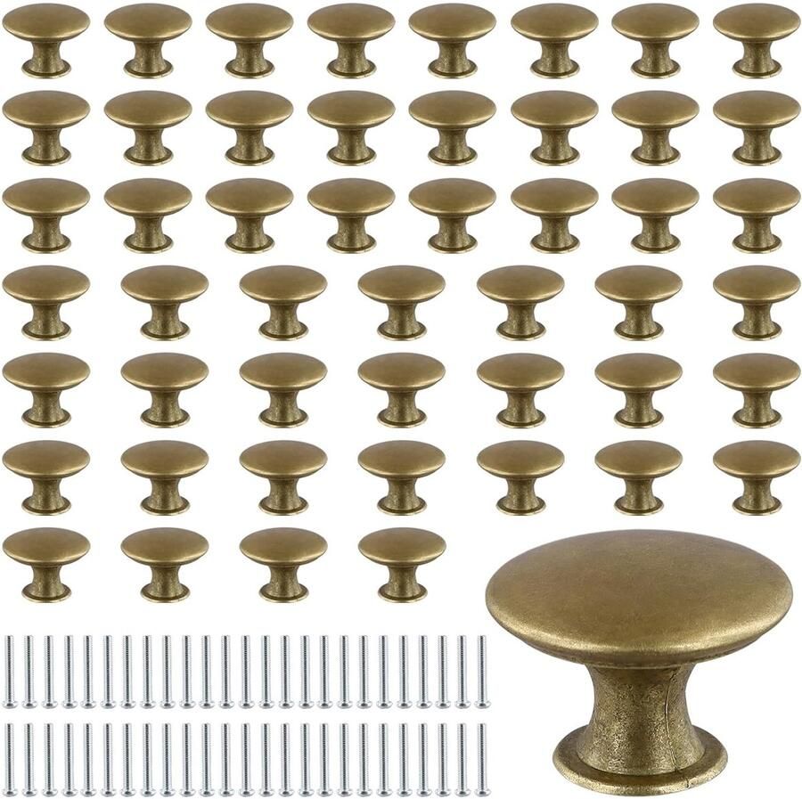 Vintage ladeknoppen antieke messing set van 50 compact
