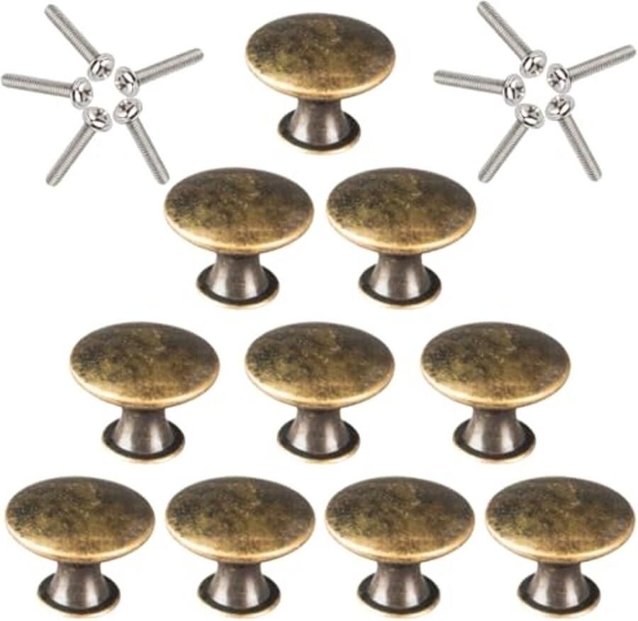 Vintage ladeknoppen set van 10 Antieke bronzen meubelgrepen voor kasten en laden