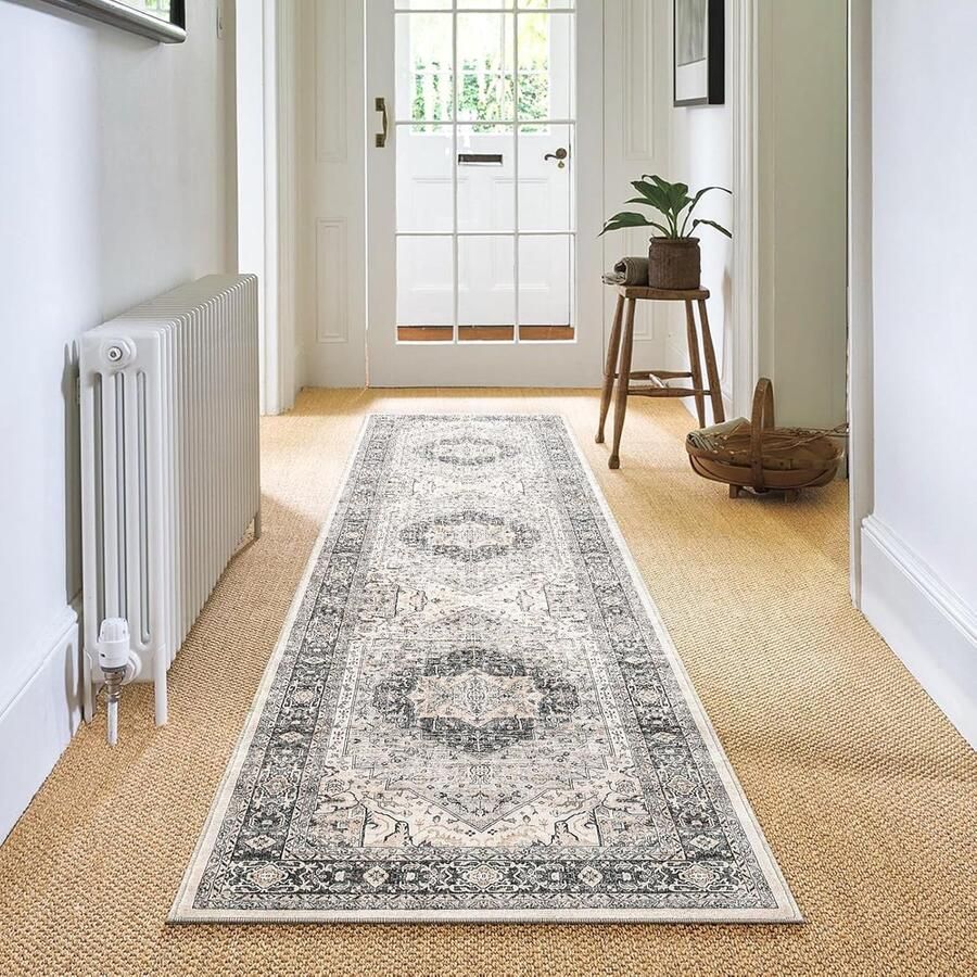 Vintage Medaillon Tapijt Antislip Machinewasbaar 1 stuk Microvezel