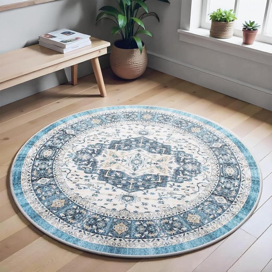 Vintage Medaillon Tapijt Antislip Onderhoudsvriendelijk 1 stuk Polyester