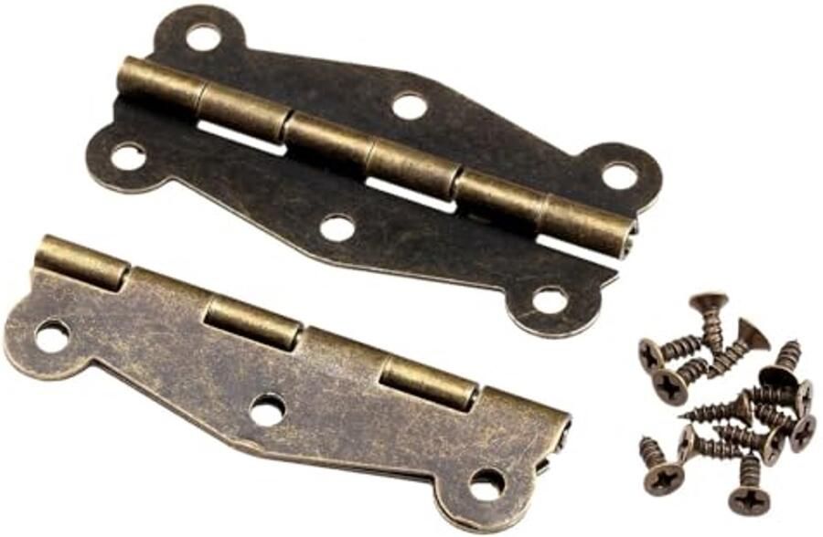 Vintage Messing Vlindervormige Scharnieren 20 Stuks Antieke Stijl voor Meubelkast Lade en Deuren (49 x 23 mm)
