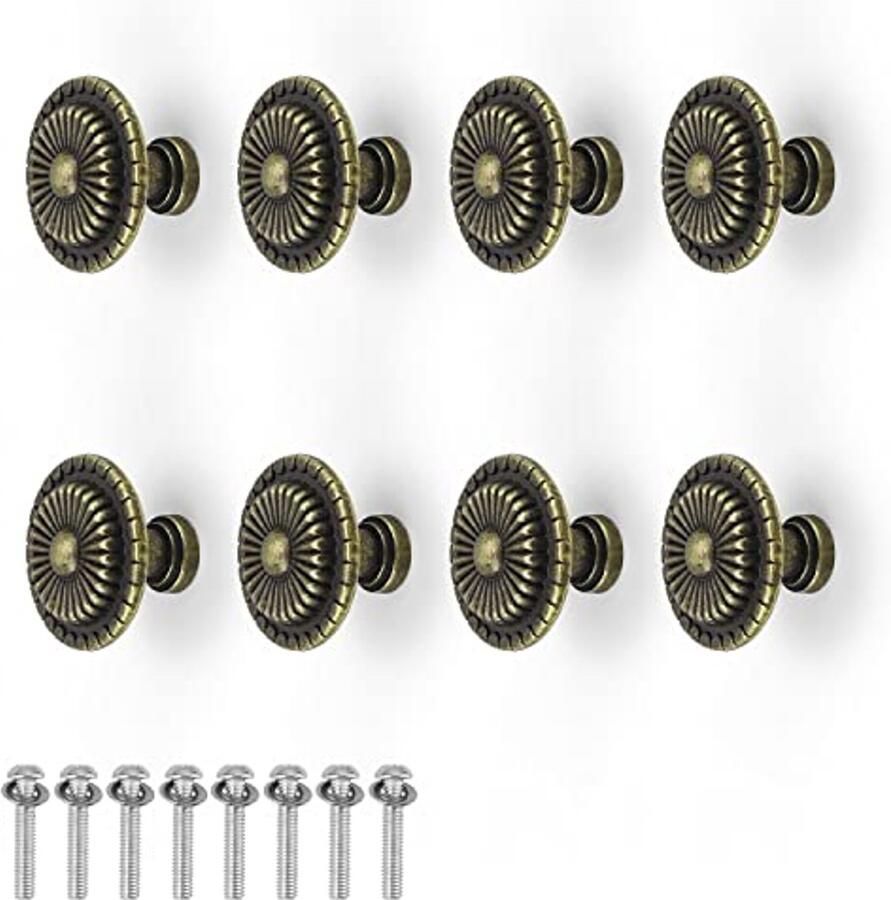 Vintage meubelgrepen 32 mm Antieke ladeknoppen set van 8 Corrosie- en vochtbestendig
