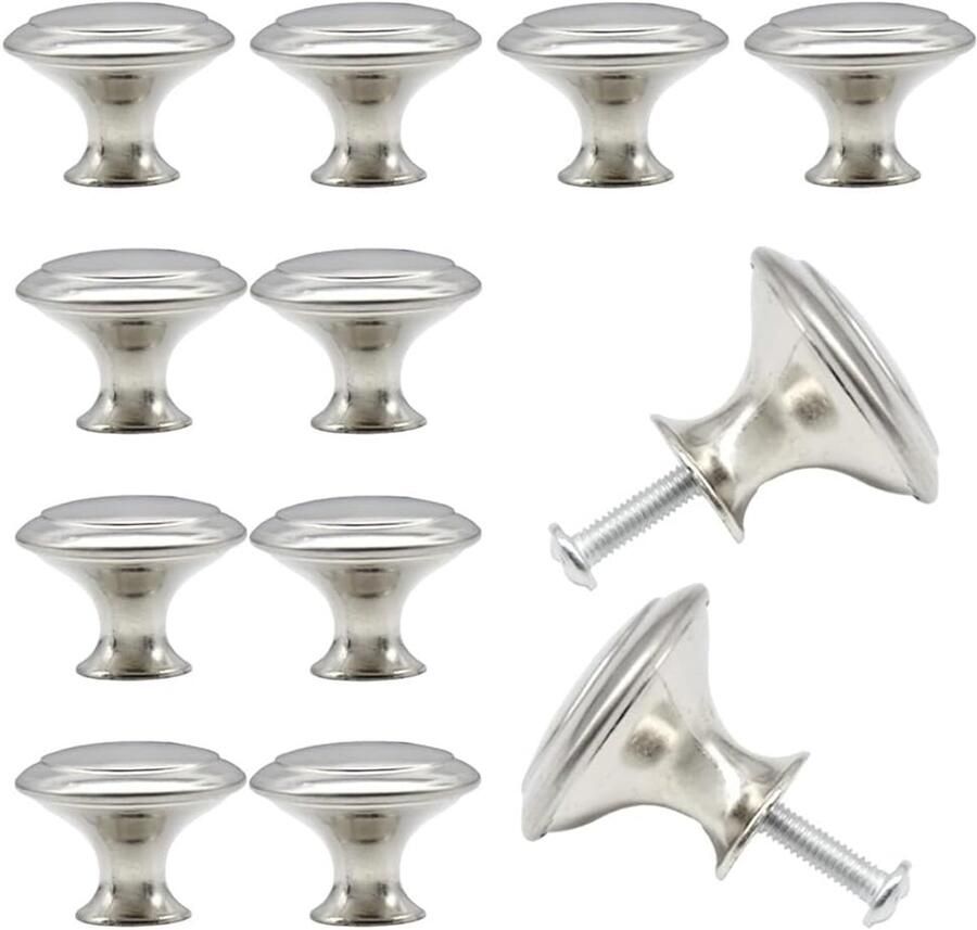 Vintage Meubelknoppen 12 stuks Zilveren Metalen 30 mm