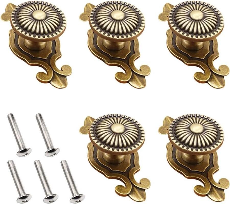 Vintage meubelknoppen 5 stuks antiek uiterlijk