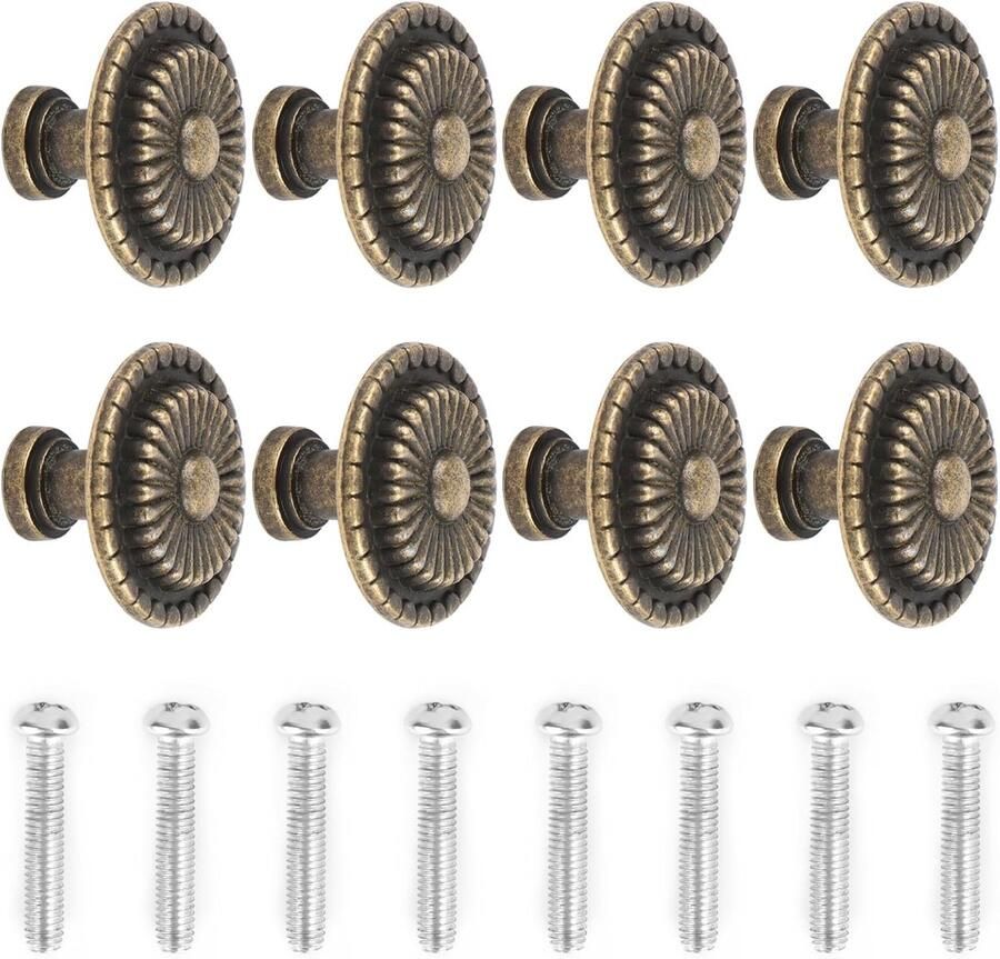 Vintage meubelknoppen 8 stuks brons ladeknoppen voor kast