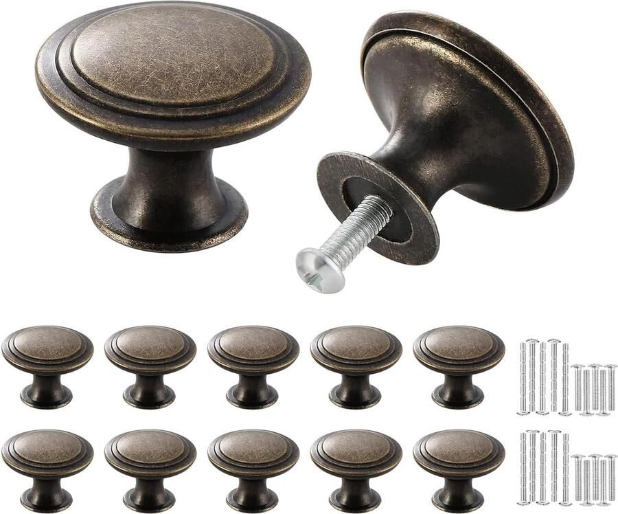 Vintage meubelknoppen brons 10 stuks 30 mm perfect voor meubels