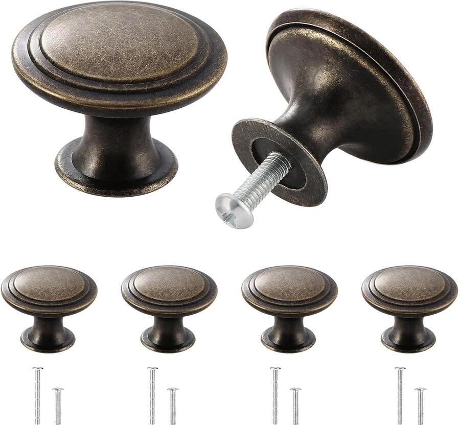 Vintage meubelknoppen brons kleur 30 mm 4 stuks