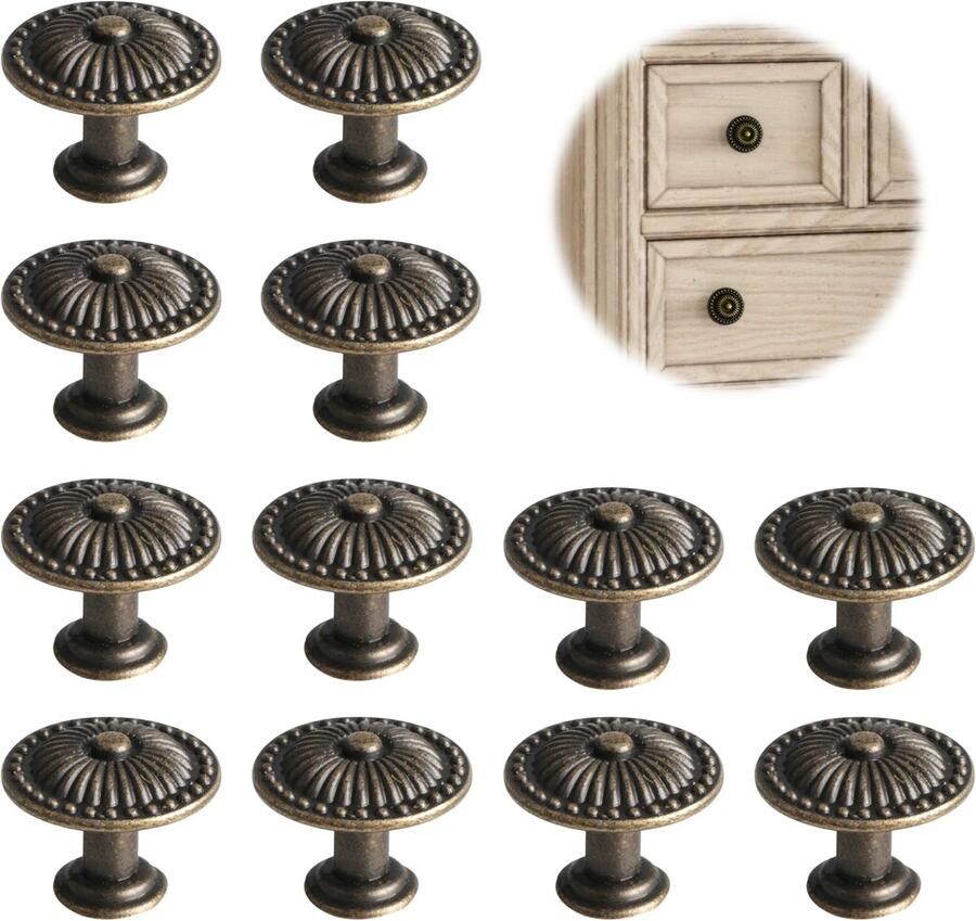 Vintage Meubelknoppen Zinklegering Ladegrepen Duurzame Schuifdeurgrepen Voor Keukenkasten & Lades Retro Stijl Voor Thuisgebruik Brons 12 Stuks