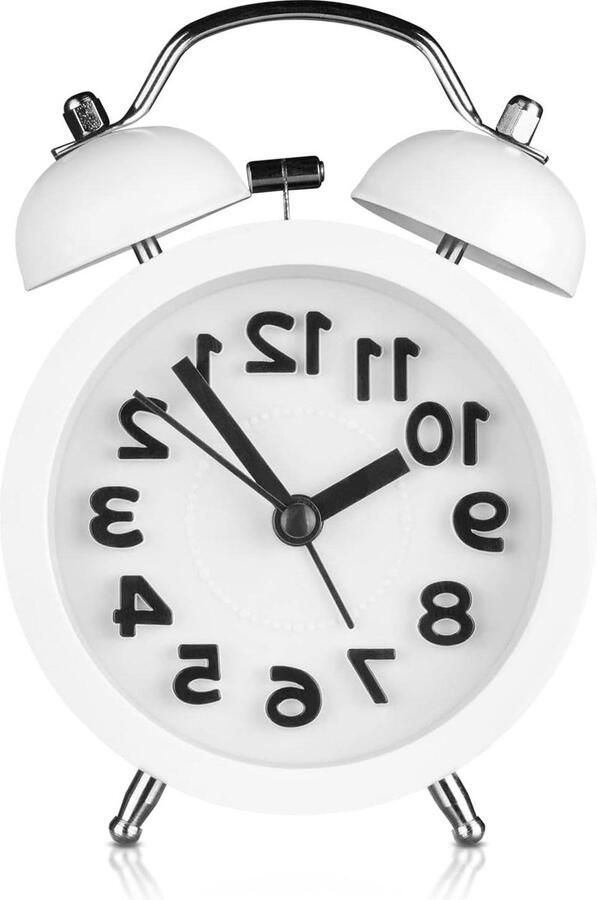 Vintage Mini Nachtkastje Wekker Analoge Wekker Wit