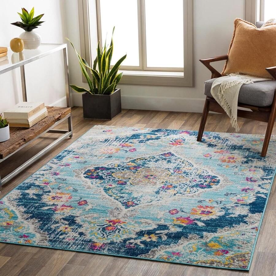 Vintage oosters tapijt voor woonkamer Palma tapijt 160 x 216 cm blauw