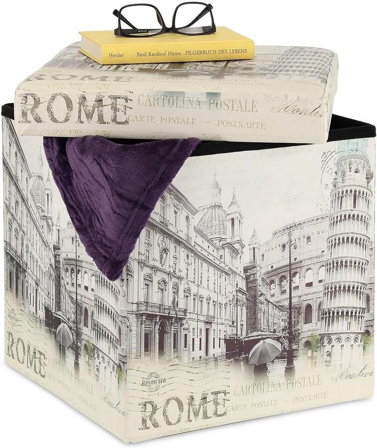 Vintage opbergpoef Retro charme 1 stuk 38x37 5x37 5 cm